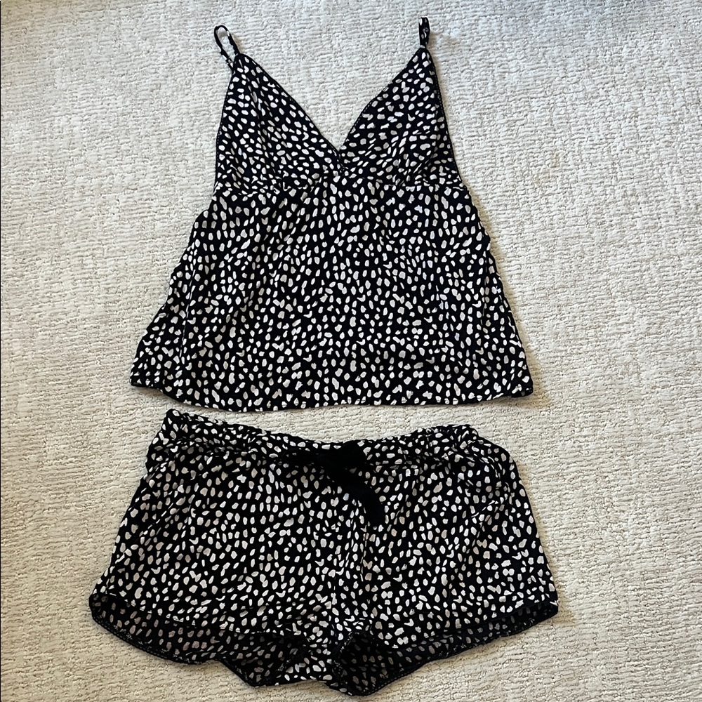 Black and White Spotted Cami & Short Sleep Set by Rails